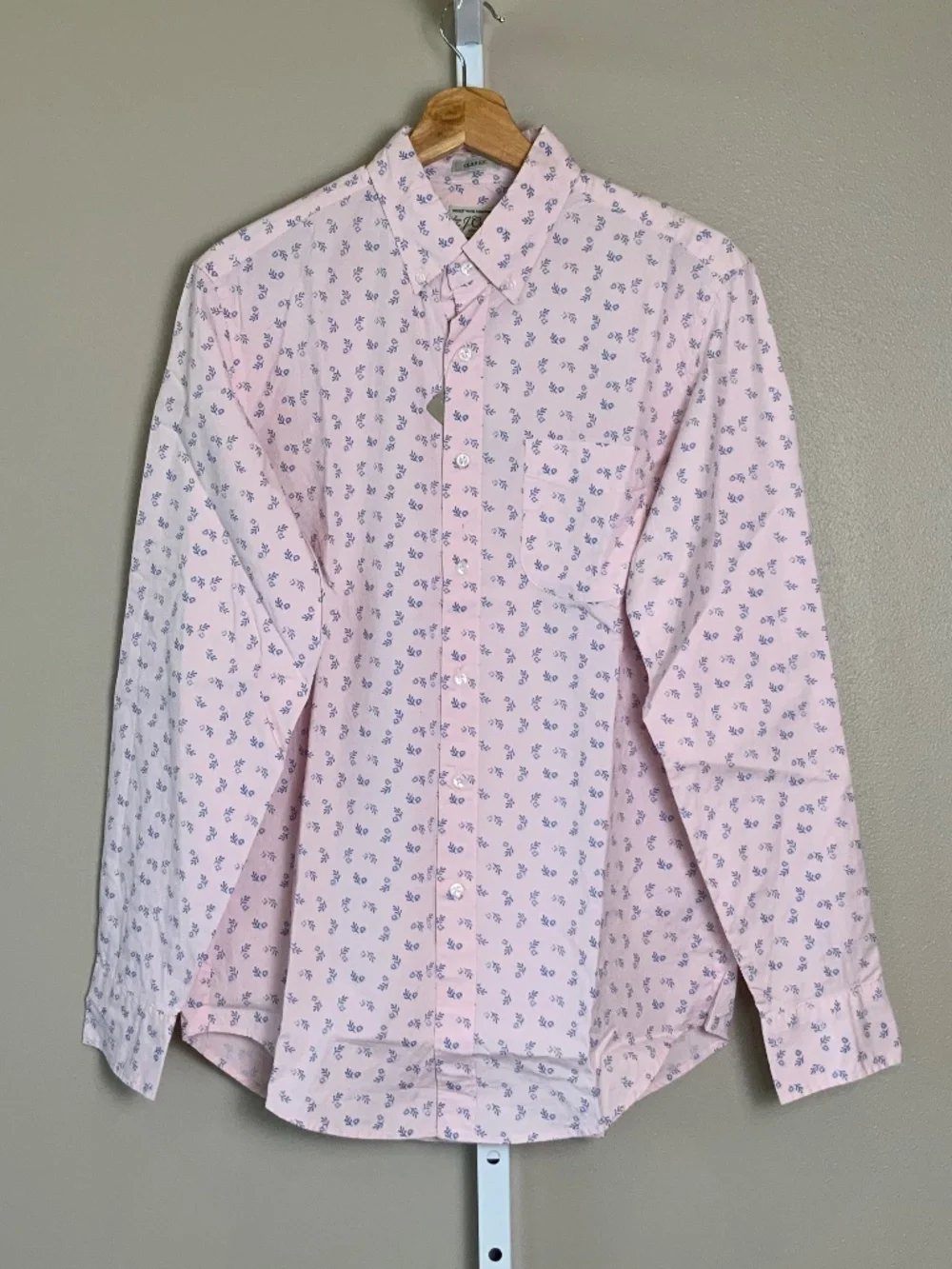 J. Crew Classic Stretch Secret Wash Button Down Shirt in Pink Branches